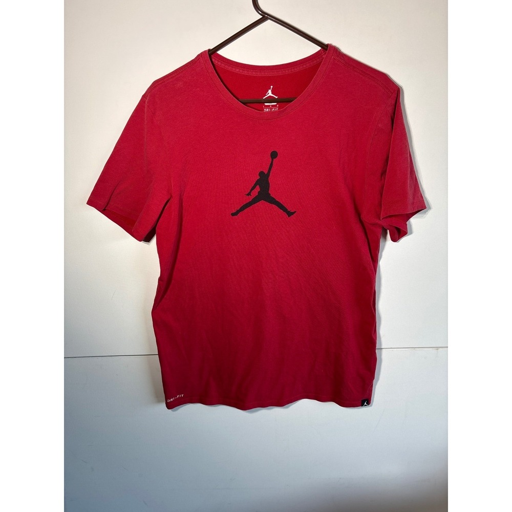 Jordan‎ Dri-FIT T-Shirt Red Jumpman Logo Graphic Mens Large L Nike MJ